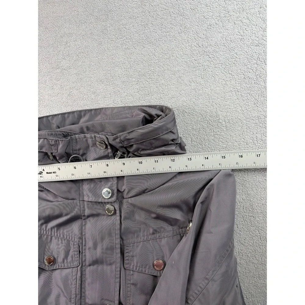 Michael Kors‎ Anorak Rain Coat Women's S Gray Long Sleeve Hooded Snap Inside Zip